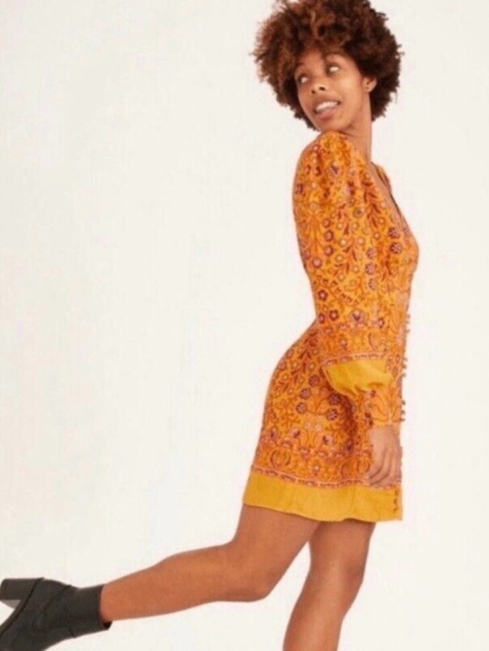 Urban Outfitters Michelle Plunging Long Sleeve Mini Dress S